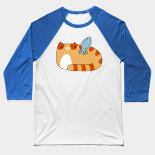 Tabby Cat and Squid Baseball T-Shirt